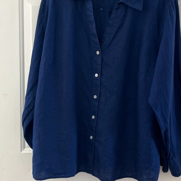 Talbots Woman's Plus-Size Blue Pure Irish Linen Tunic Sz 24 - Picture 3 of 7